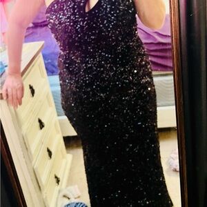 Elegant Black Sequin Evening Gown